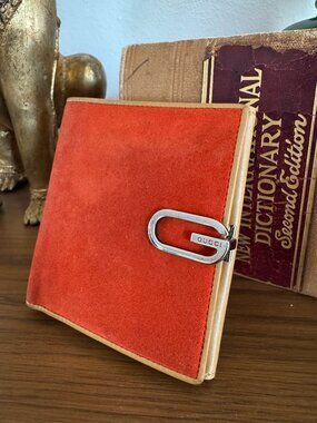 Gucci Vintage Suede & Tan Leather G-Clasp Bi-Fold Wallet – Made in Italy